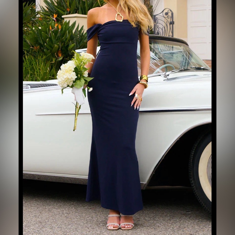 Navy Off-Shoulder Dress